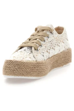 Sneakers bianche beige in crochet con suola in corda ENERGY E122