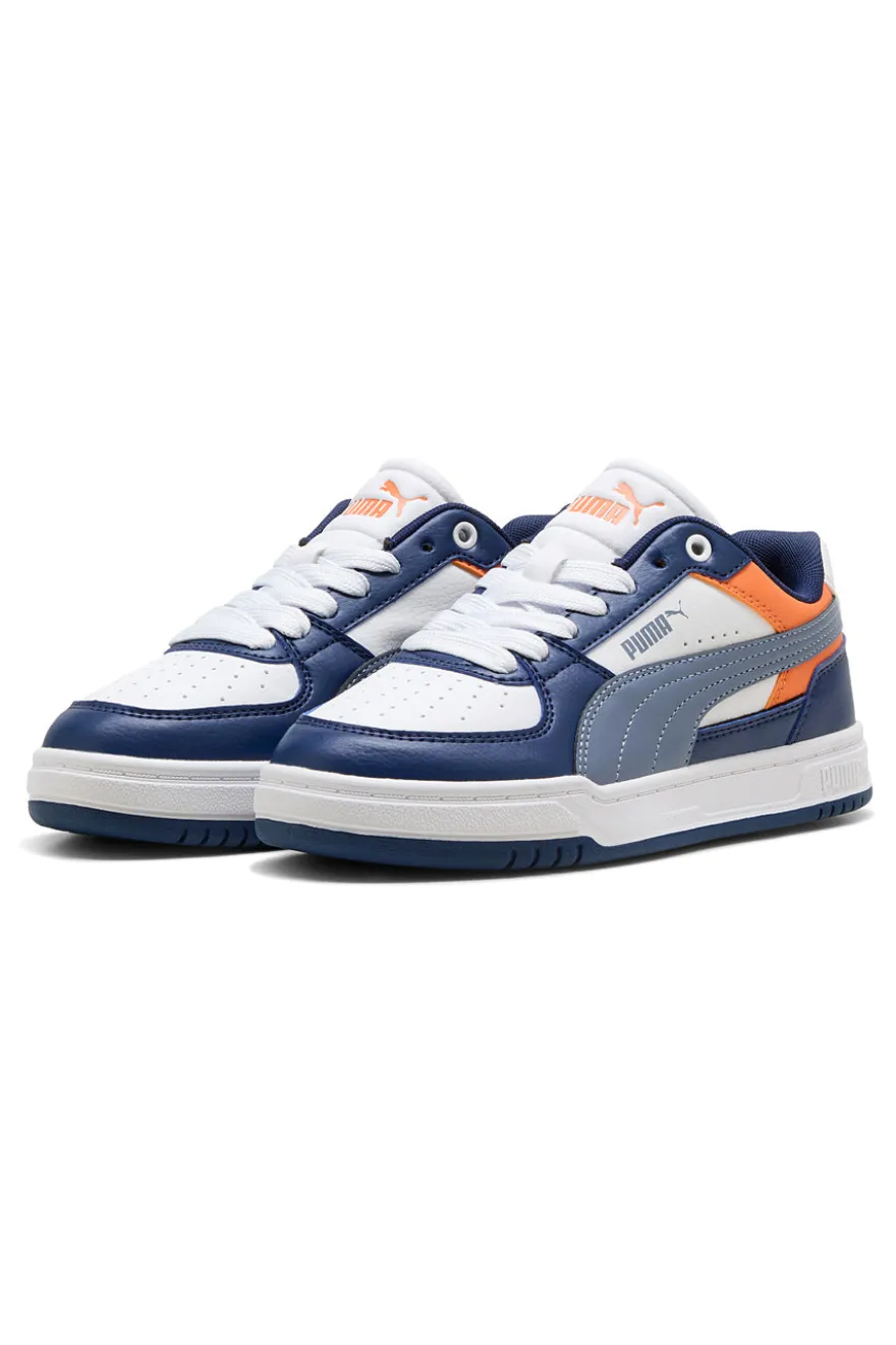 Sneakers bianche blu e arancioni stile court Puma Caven III Block Jr