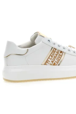 Sneakers Bianche con Bande Laterali Oro LAURA BIAGIOTTI L8945