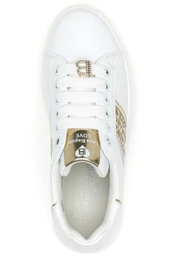 Sneakers Bianche con Bande Laterali Oro LAURA BIAGIOTTI L8945