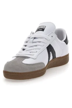 Sneakers Bianche con Bande Nere in Vera Pelle CANGURO GY51001