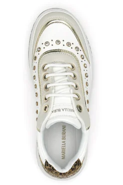 Sneakers bianche con borchie e glitter oro Burani 51771C1108