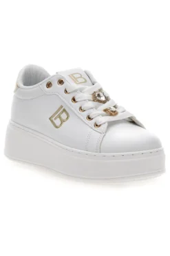 Sneakers bianche con charm gioiello e fondo alto Laura Biagiotti 9622M