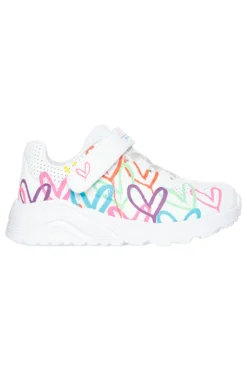 Sneakers bianche con cuori multicolor Skechers Uno Lite Love Levitate