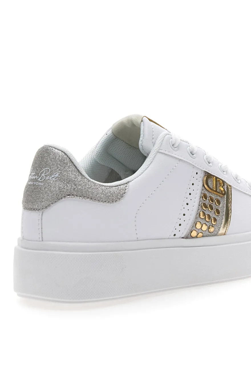 Sneakers Bianche con Dettagli Dorati COTTON BELT ANNUNZIATA LTH