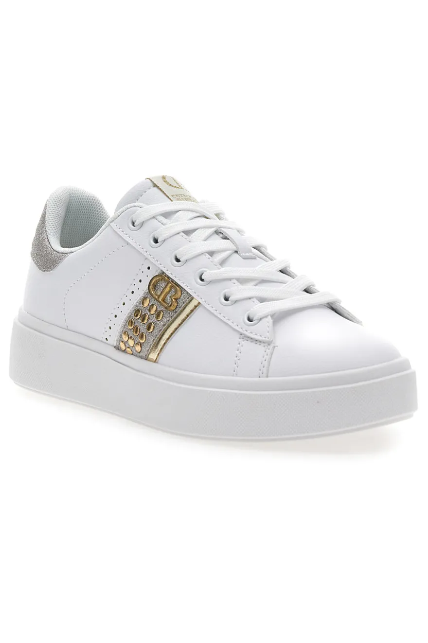 Sneakers Bianche con Dettagli Dorati COTTON BELT ANNUNZIATA LTH