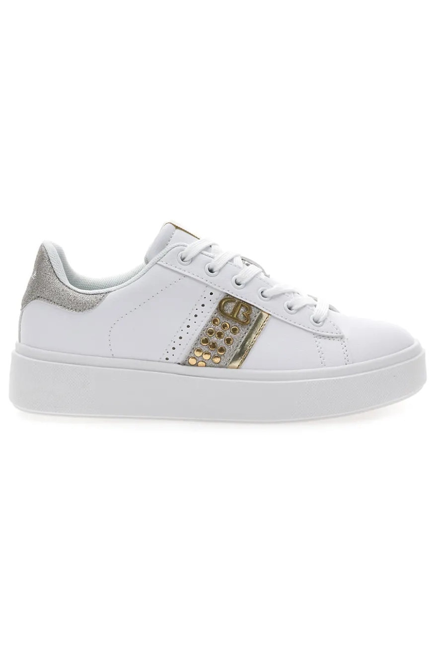 Sneakers Bianche con Dettagli Dorati COTTON BELT ANNUNZIATA LTH