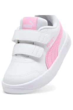 Sneakers bianche con dettagli rosa e strappi regolabili Puma Courtflex V3 V Inf