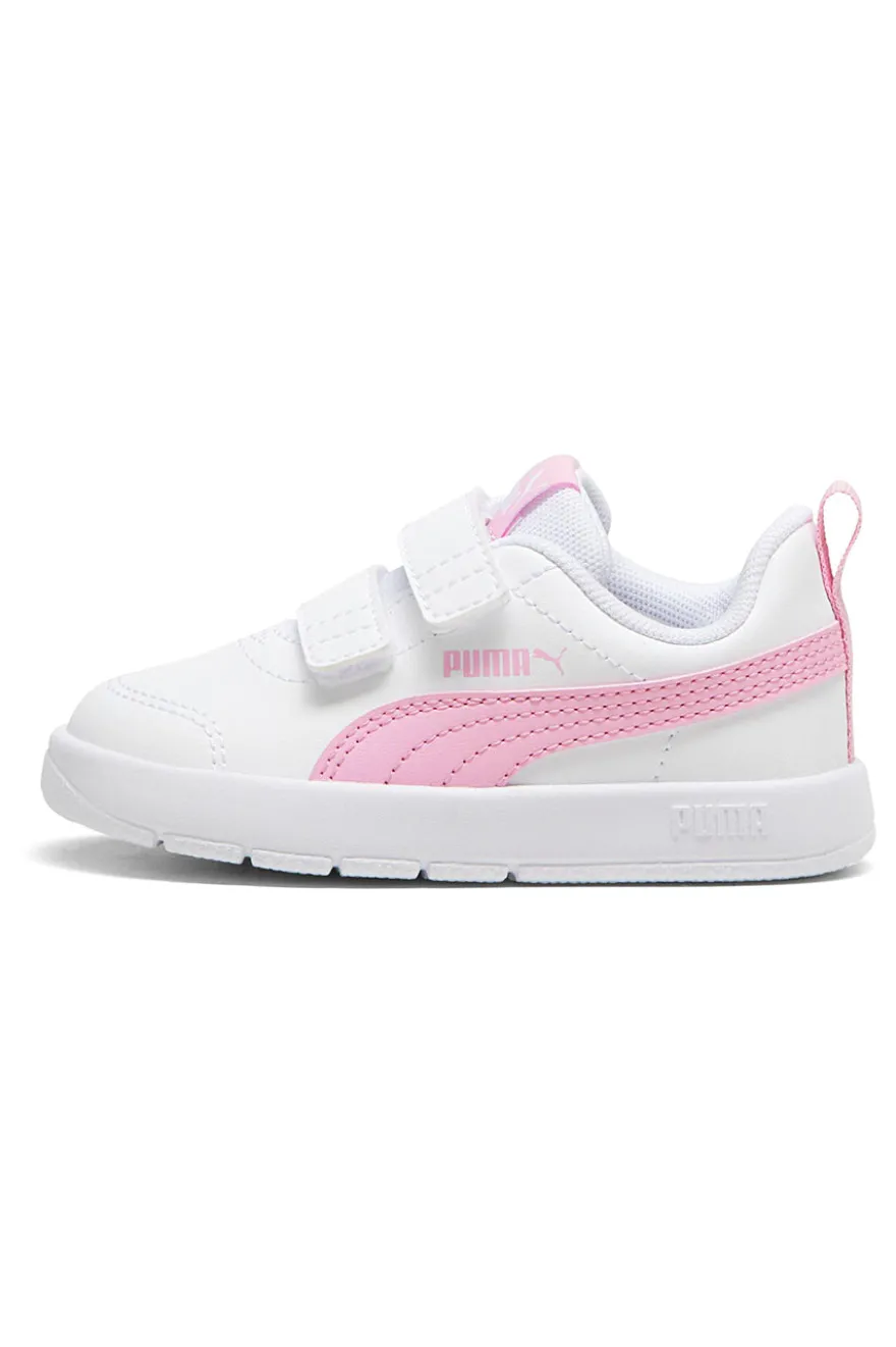 Sneakers bianche con dettagli rosa e strappi regolabili Puma Courtflex V3 V Inf