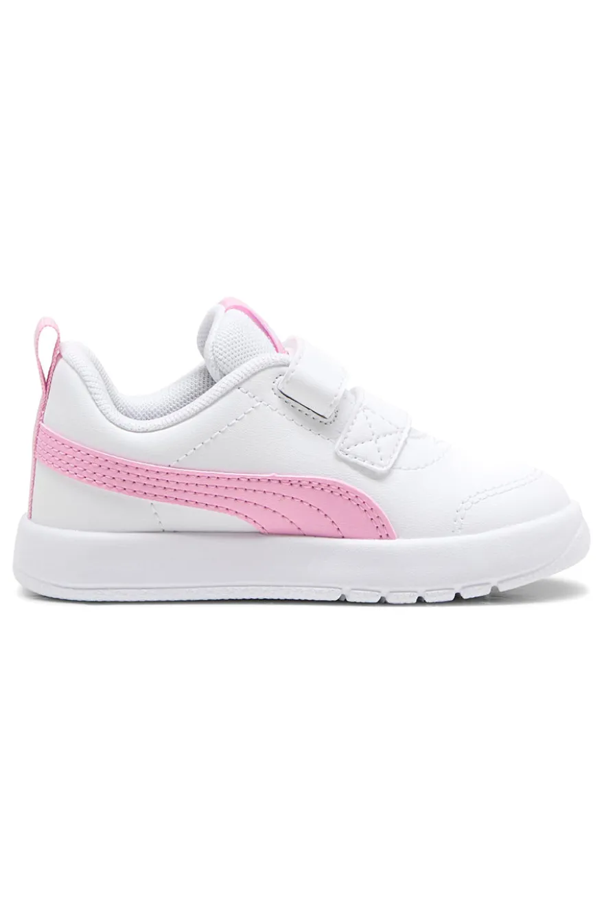 Sneakers bianche con dettagli rosa e strappi regolabili Puma Courtflex V3 V Inf