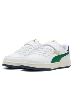 Sneakers bianche con dettagli verdi bambino con strappo Puma Caven 2 Retro AC + PS
