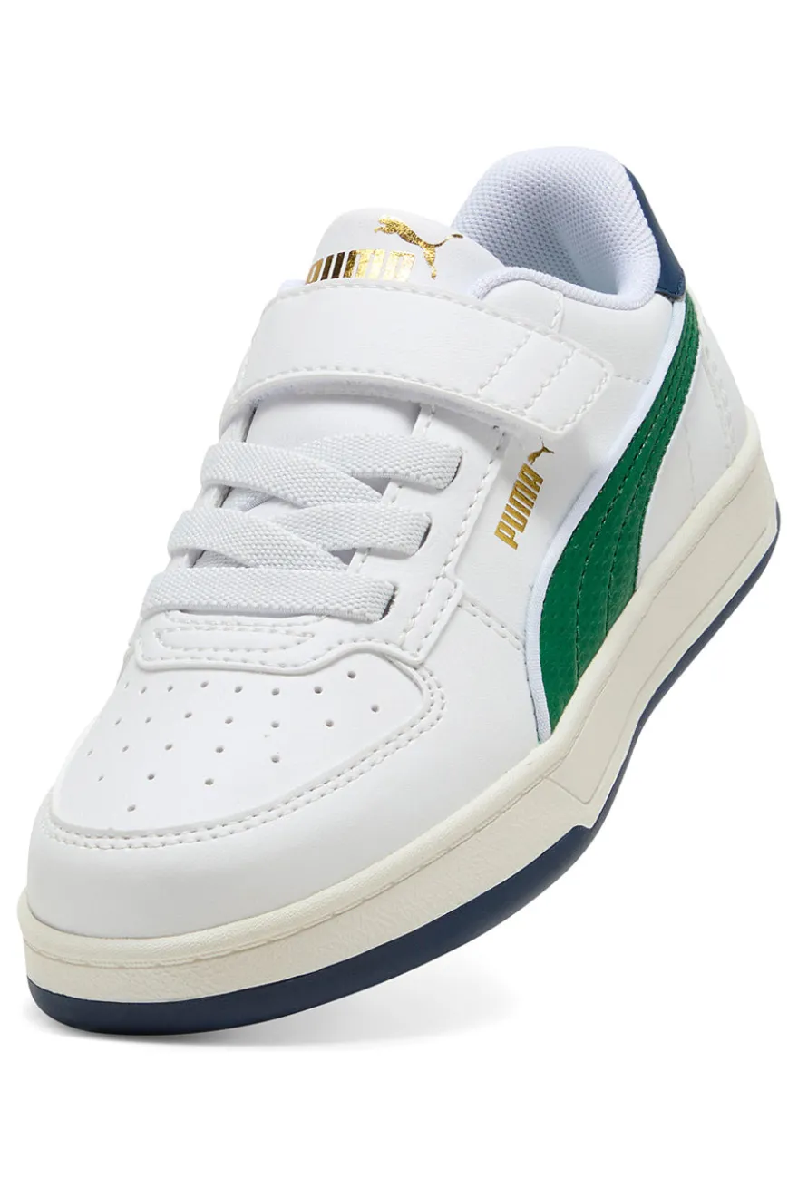 Sneakers bianche con dettagli verdi bambino con strappo Puma Caven 2 Retro AC + PS