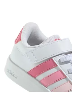 Sneakers bianche con dettagli rosa e chiusura a strappo Adidas Grand Court 3.0 El C