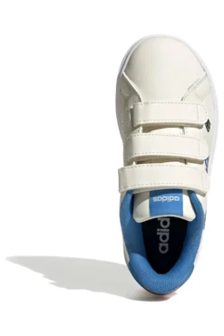 Sneakers bianche con dettagli blu e chiusura a strappo Adidas Advantage Base 2.0 Cf C