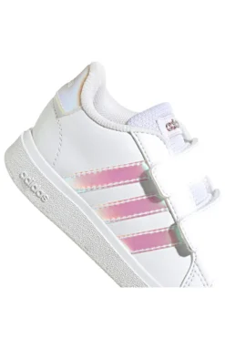 Sneakers bianche con dettagli iridescenti e doppio strappo Adidas Grand Court 2 CF I