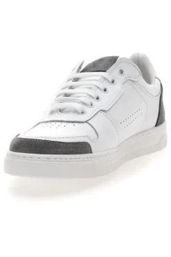 Sneakers Bianche con Dettagli Grigi in Pelle Made in Italy PTR 123