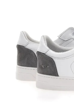 Sneakers Bianche con Dettagli Grigi in Pelle Made in Italy PTR 123