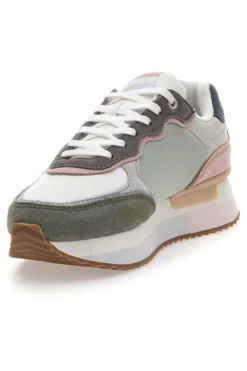 Sneakers Bianche con Dettagli Multicolore e Tomaia in Pelle PEPE JEANS RUSPER CLASS