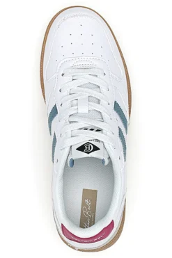 Sneakers Bianche con Dettagli Blu e Rosa e Suola in Gomma Cotton Belt Patricien