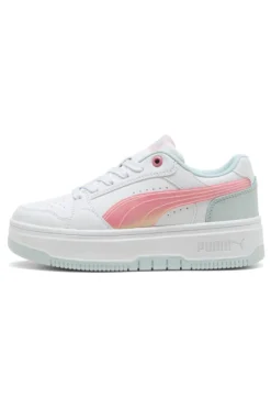 Sneakers bianche con dettagli rosa e azzurri platform Puma Rebound Femme Space Belle Jr