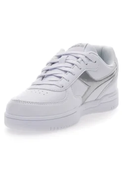 Sneakers Bianche con Fregio Argento Diadora Raptor Low Moon WN
