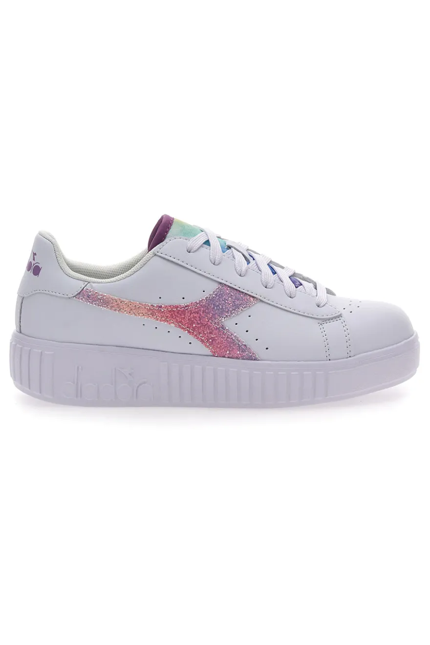 Sneakers Bianche Con Fregio Arcobaleno Diadora Game Step Glow Gs