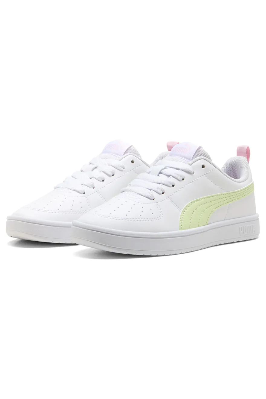 Sneakers bianche con inserti giallo chiaro e rosa Puma Rickie Jr