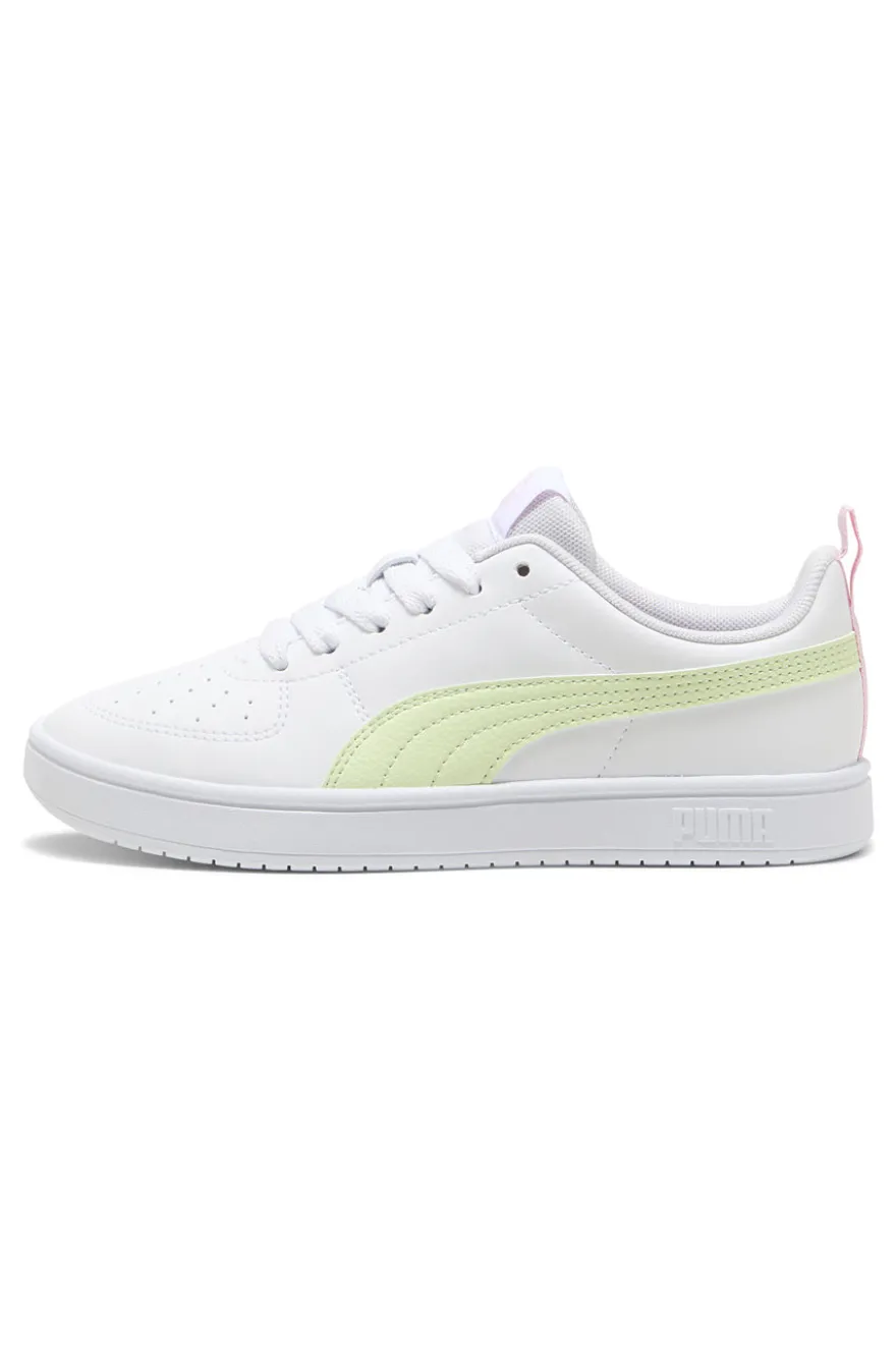Sneakers bianche con inserti giallo chiaro e rosa Puma Rickie Jr