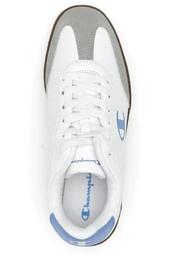 Sneakers Bianche con Logo Azzurro e Suola in Gomma CHAMPION PRESTIGE MIX MATERIAL