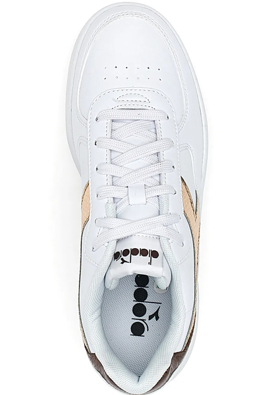 Sneakers Bianche con logo dorato DIADORA RAPTOR LOW CRYSTAL WN