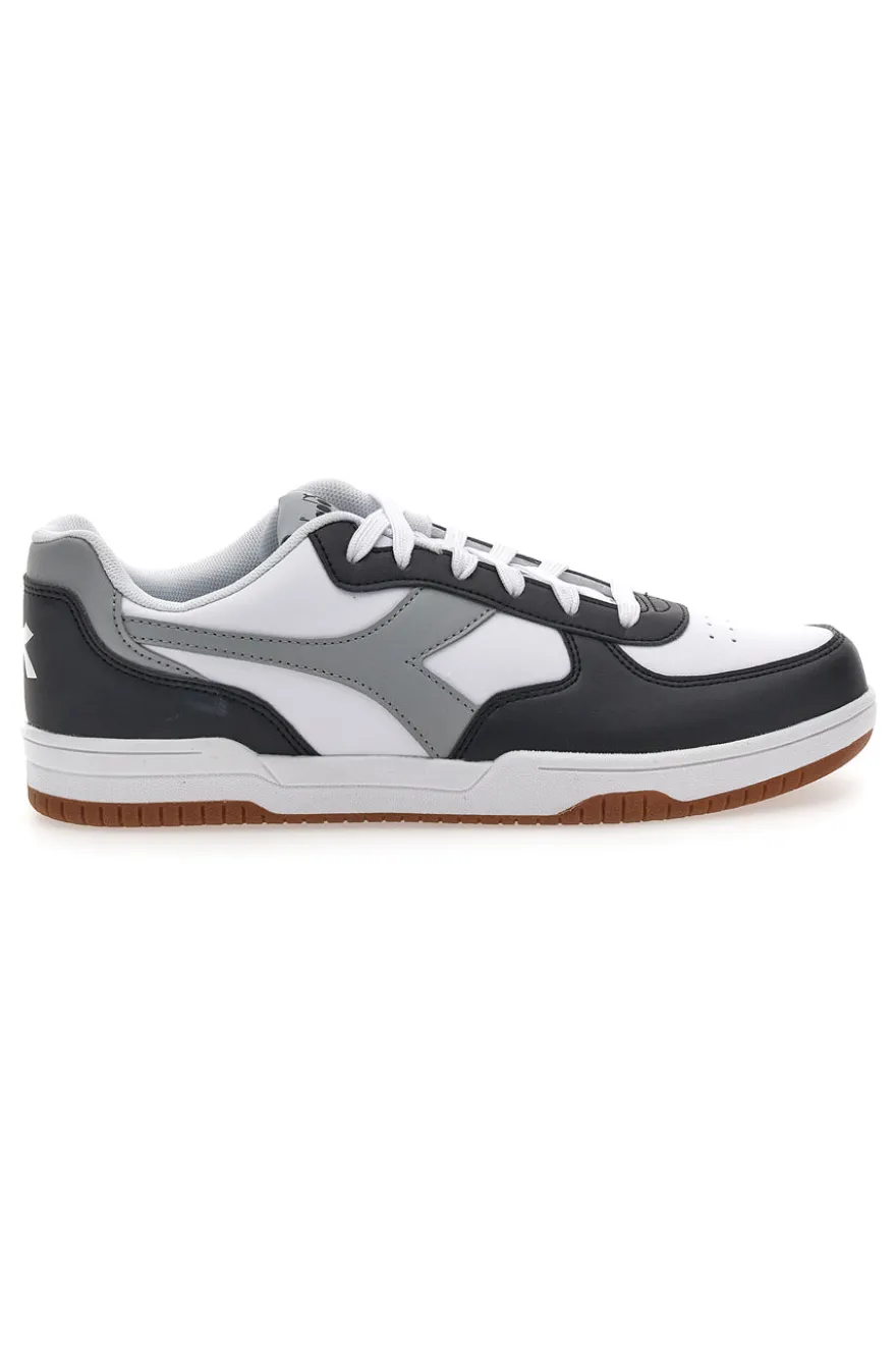 Sneakers Bianche con logo Grigio e Dettagli Neri DIADORA RAPTOR LOW