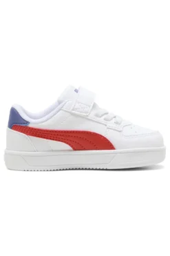Sneakers Bianche con Logo Laterale Rosse e Velcro Puma Caven 2.0 AC+ Inf