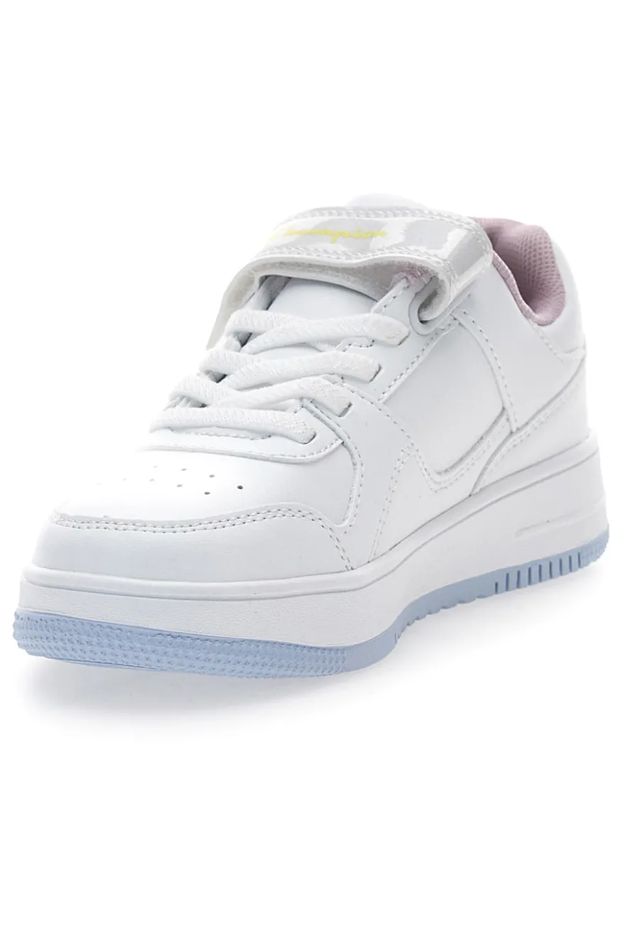 Sneakers bianche con logo laterale e suola azzurra Champion RD18 Low G PS