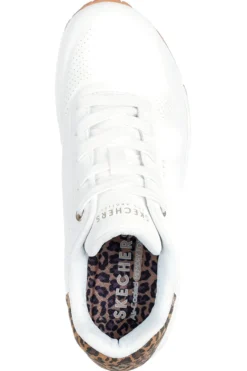 Sneakers bianche con memory foam e dettagli leopardati Skechers Uno Jungle Nite