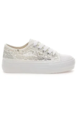 Sneakers bianche con pizzo suola flatform ENERGY E111