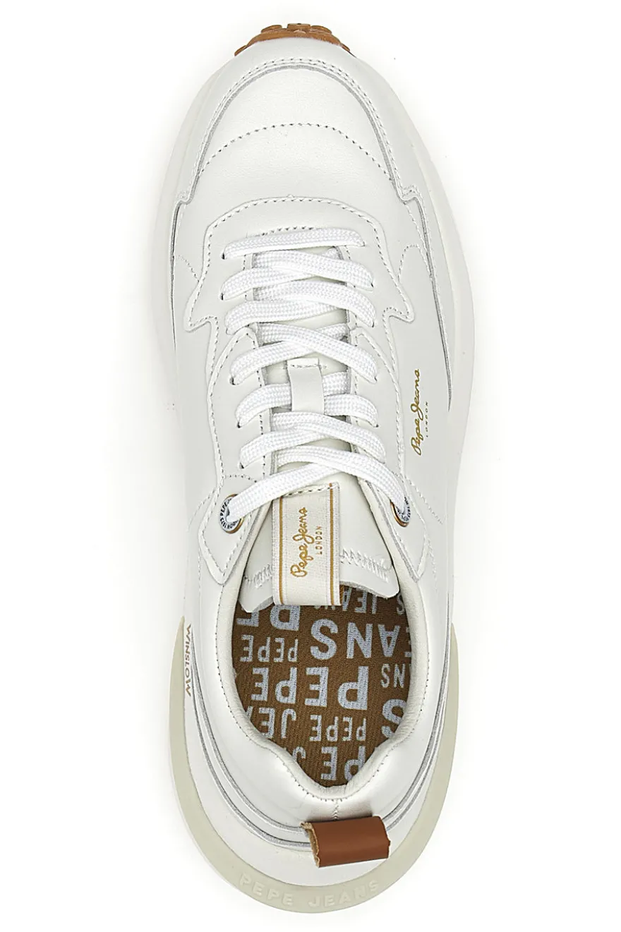 Sneakers Bianche con Platform e Tomaia in Pelle PEPE JEANS WINSLOW ACTION M
