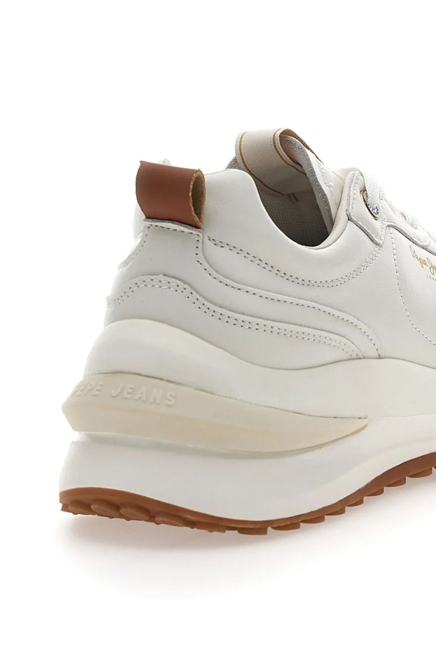 Sneakers Bianche con Platform e Tomaia in Pelle PEPE JEANS WINSLOW ACTION M