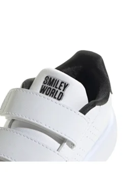 Sneakers bianche con smile e doppio strappo Adidas Advantage Smiley CF I
