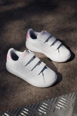 Sneakers bianche con strappo e dettagli rosa Adidas Advantage Base 2.0 CF C