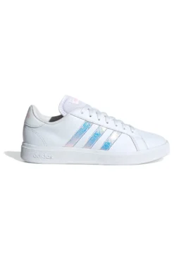 Sneakers bianche con strisce iridescenti in materie sintetiche Adidas Grand Court Base 2.0