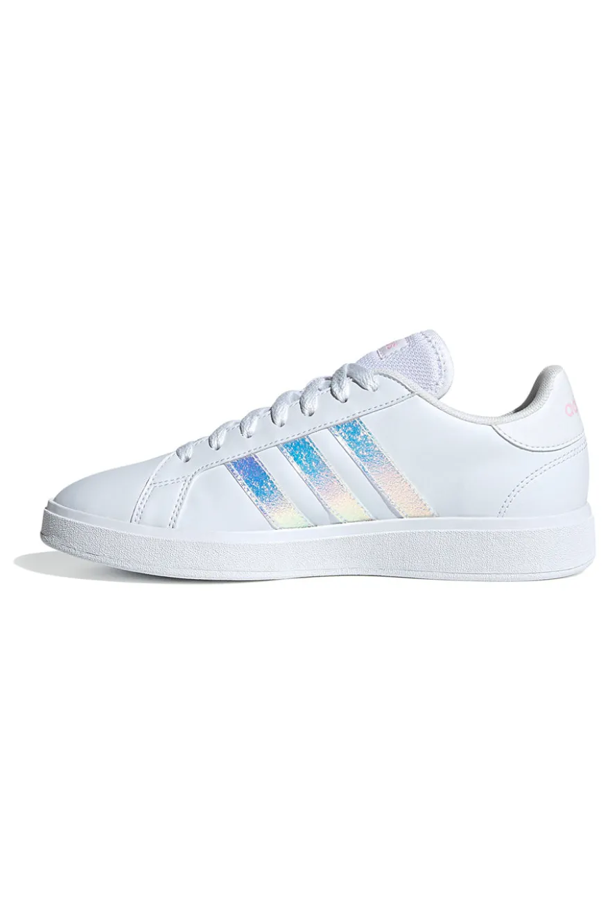 Sneakers bianche con strisce iridescenti in materie sintetiche Adidas Grand Court Base 2.0