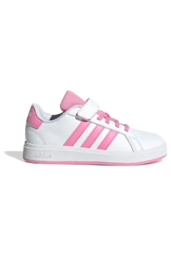 Sneakers bianche con strisce rosa e chiusura a strappo Adidas Grand Court 2 EL C