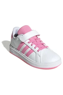 Sneakers bianche con strisce rosa e chiusura a strappo Adidas Grand Court 2 EL C