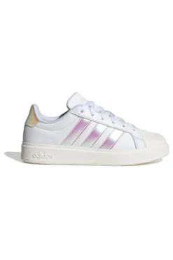 Sneakers bianche con strisce iridescenti e punta a conchiglia Adidas Streettalk J