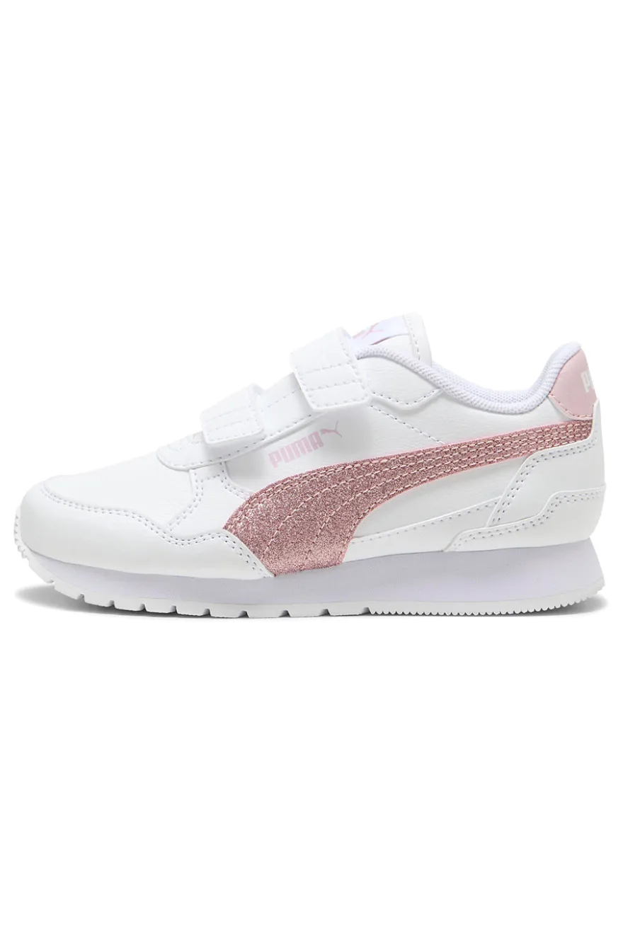 Sneakers bianche con striscia glitter rosa Puma ST Runner v4 SL Glitter V PS