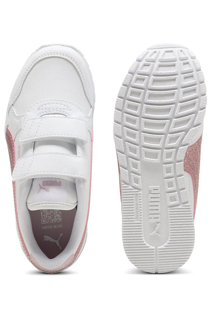 Sneakers bianche con striscia glitter rosa Puma ST Runner v4 SL Glitter V PS