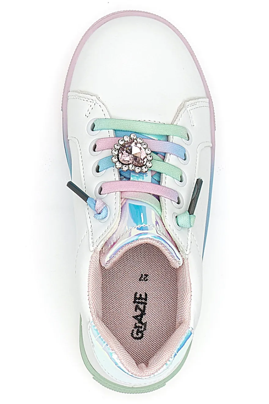 Sneakers Bianche con Suola e Lacci Multicolor GRAZIE GIRL 134353