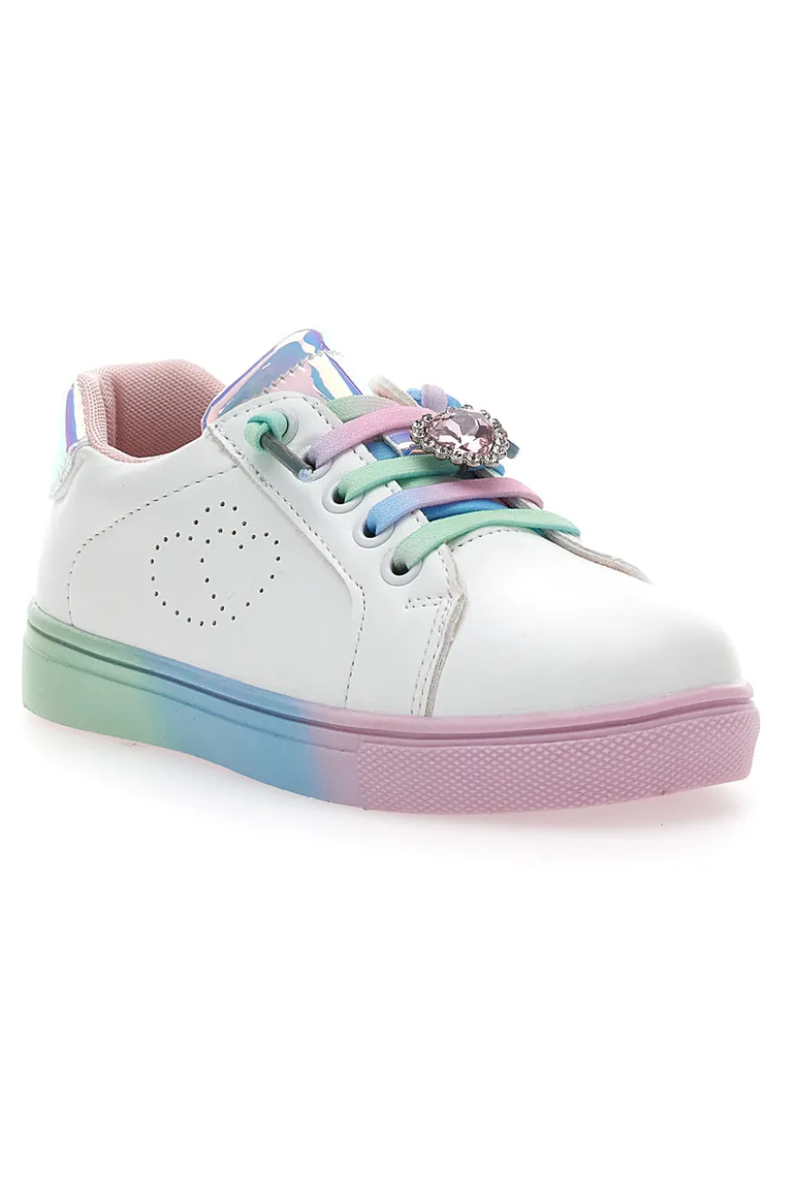 Sneakers Bianche con Suola e Lacci Multicolor GRAZIE GIRL 134353