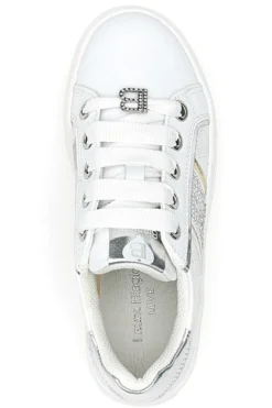 Sneakers Bianche con Tomaia Liscia e Dettagli Glitterati LAURA BIAGIOTTI L8327