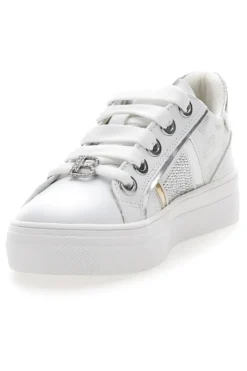 Sneakers Bianche con Tomaia Liscia e Dettagli Glitterati LAURA BIAGIOTTI L8327